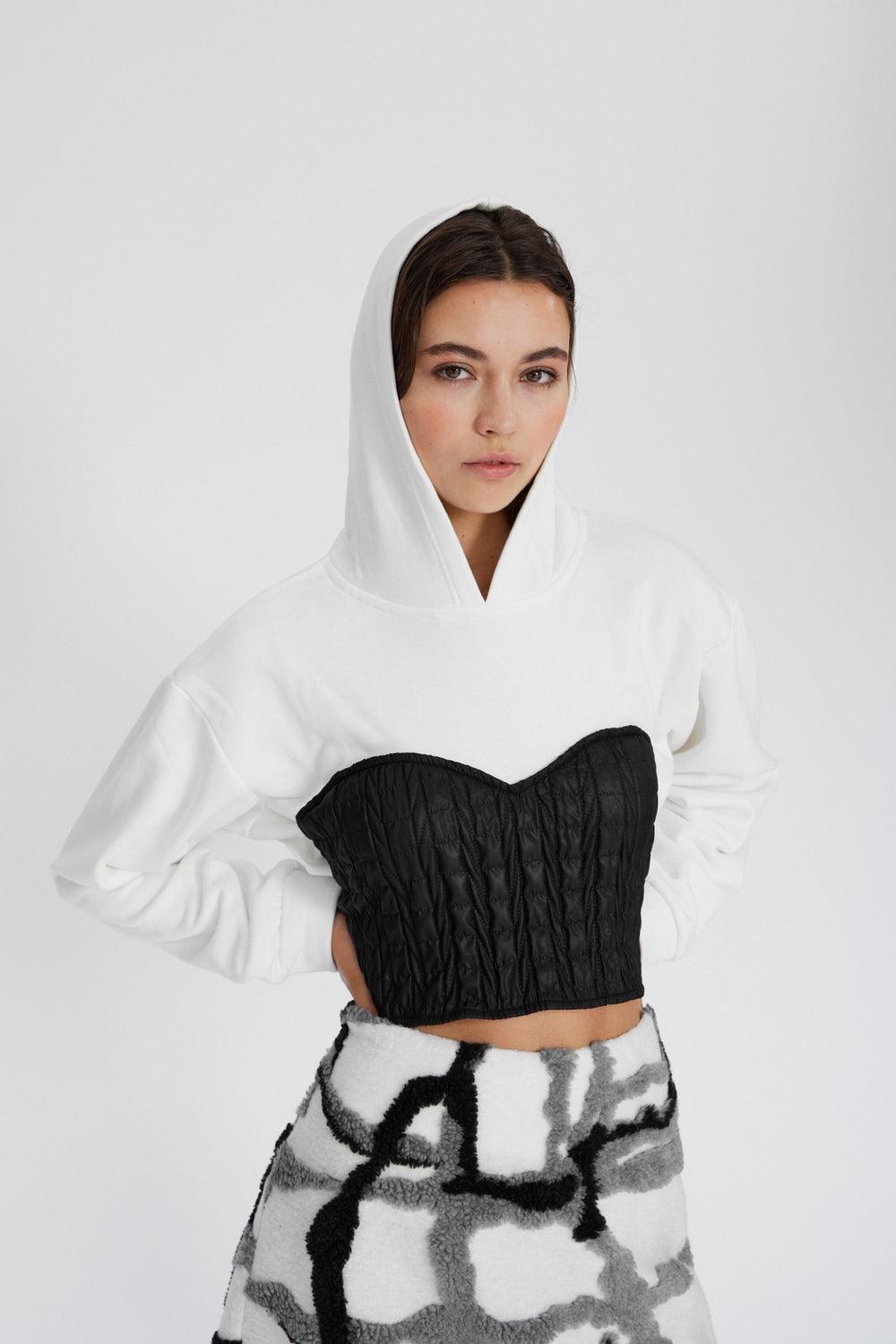 Mirimalist-Korse Ekru Kapüşonlu-Sweatshirts & Hoodies-3-Milagron.com