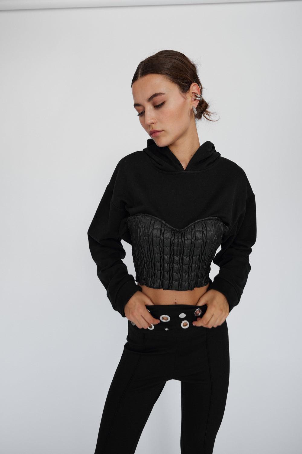 Mirimalist-Korse Siyah Kapüşonlu-Sweatshirts & Hoodies-2-Milagron.com