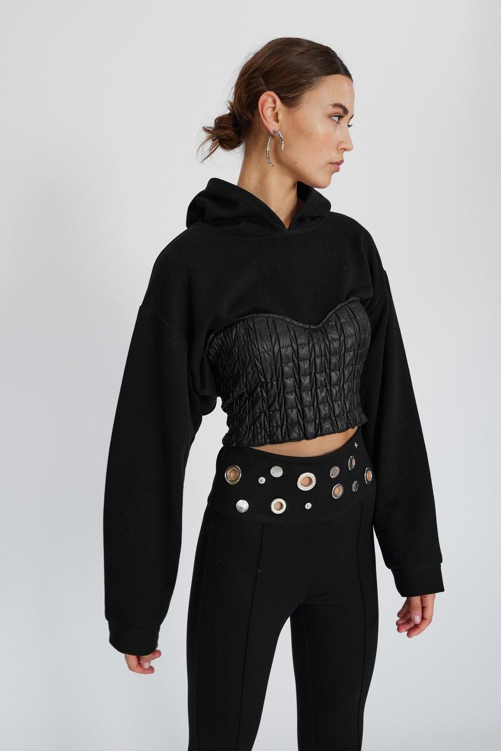 Mirimalist-Korse Siyah Kapüşonlu-Sweatshirts & Hoodies-3-Milagron.com