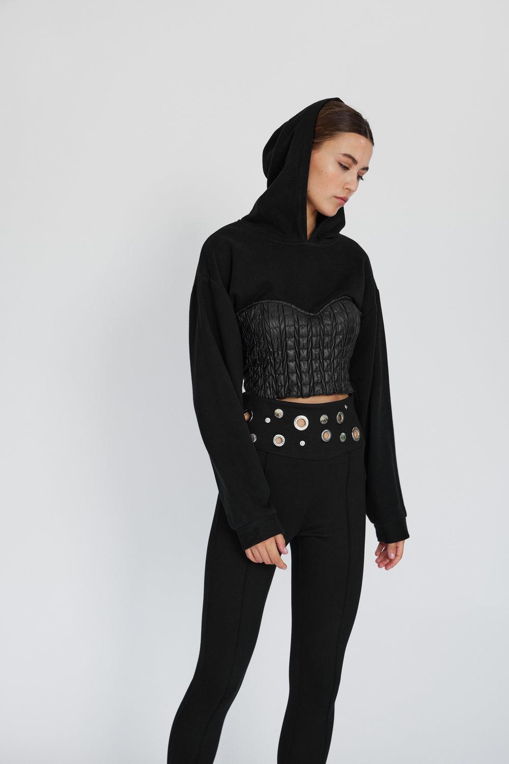 Mirimalist-Korse Siyah Kapüşonlu-Sweatshirts & Hoodies-4-Milagron.com