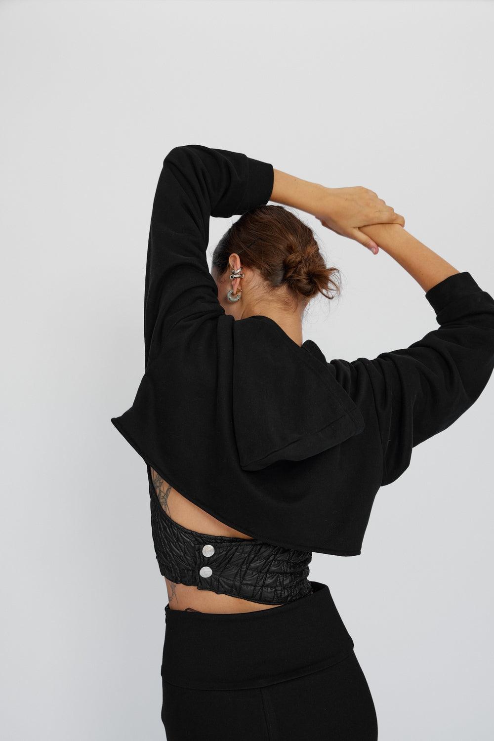 Mirimalist-Korse Siyah Kapüşonlu-Sweatshirts & Hoodies-6-Milagron.com