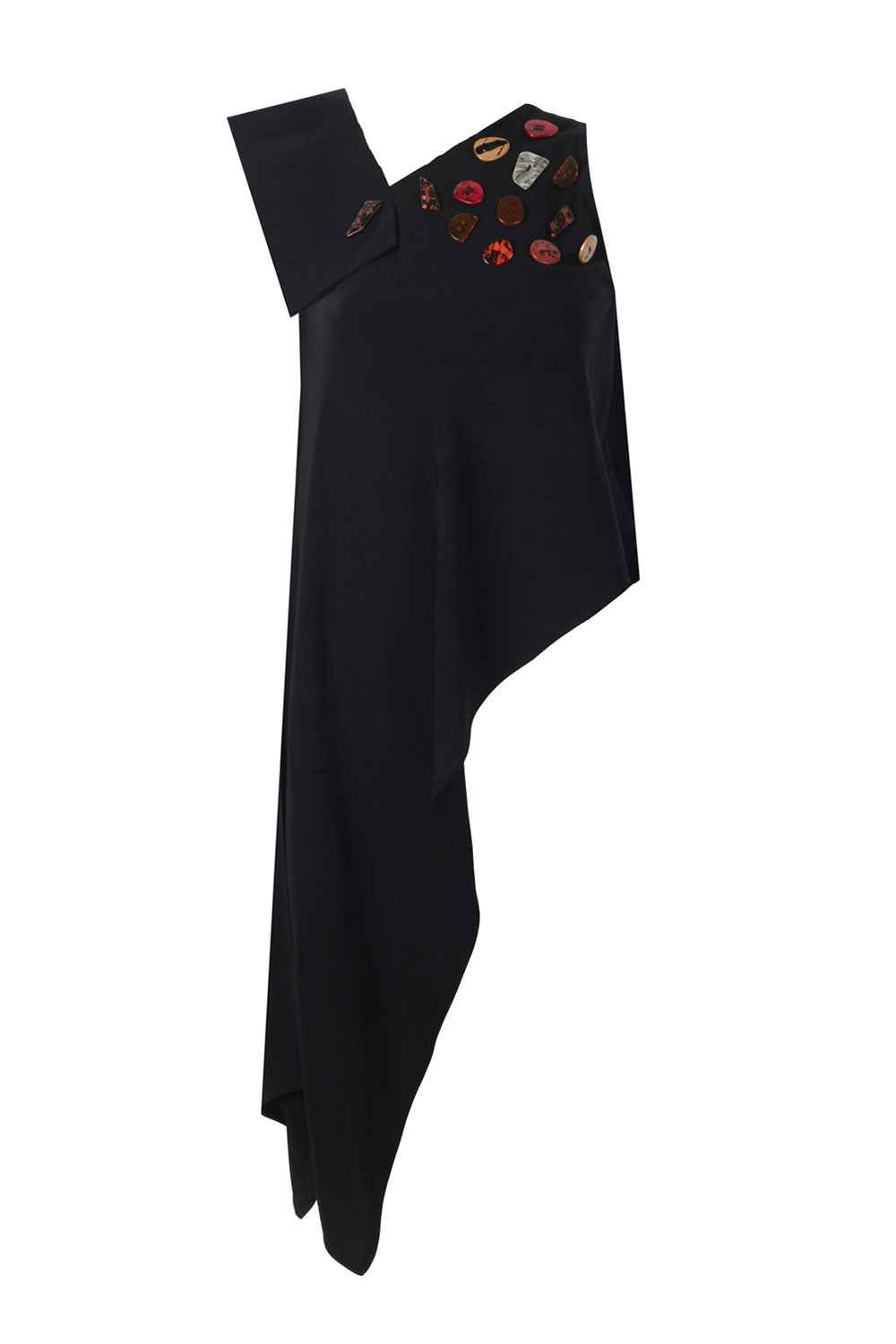 Mirimalist-Sand One Shoulder Top-Bluz-1-Milagron.com