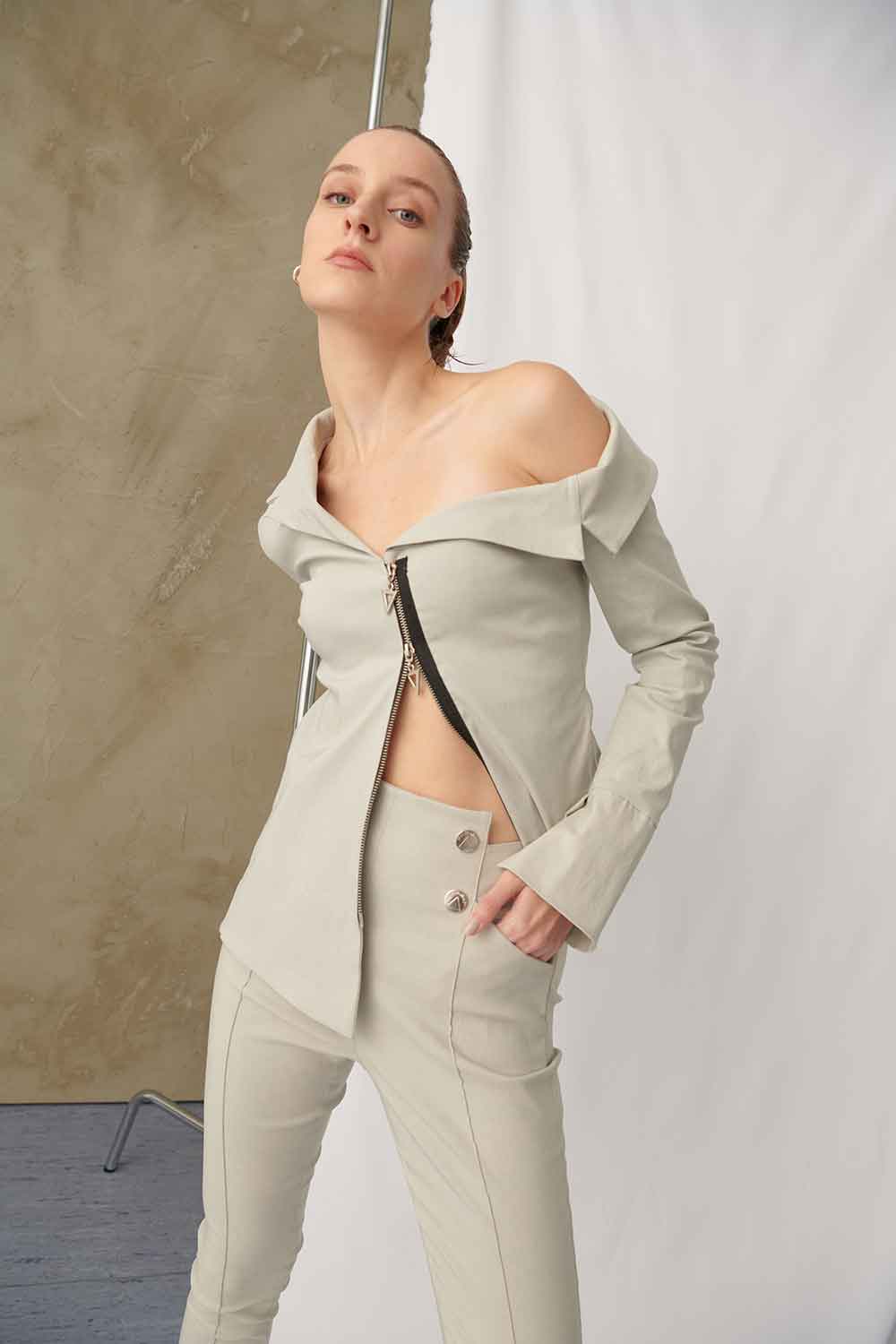 Mirimalist-Viva Jacket Grey-Ceket-3-Milagron.com