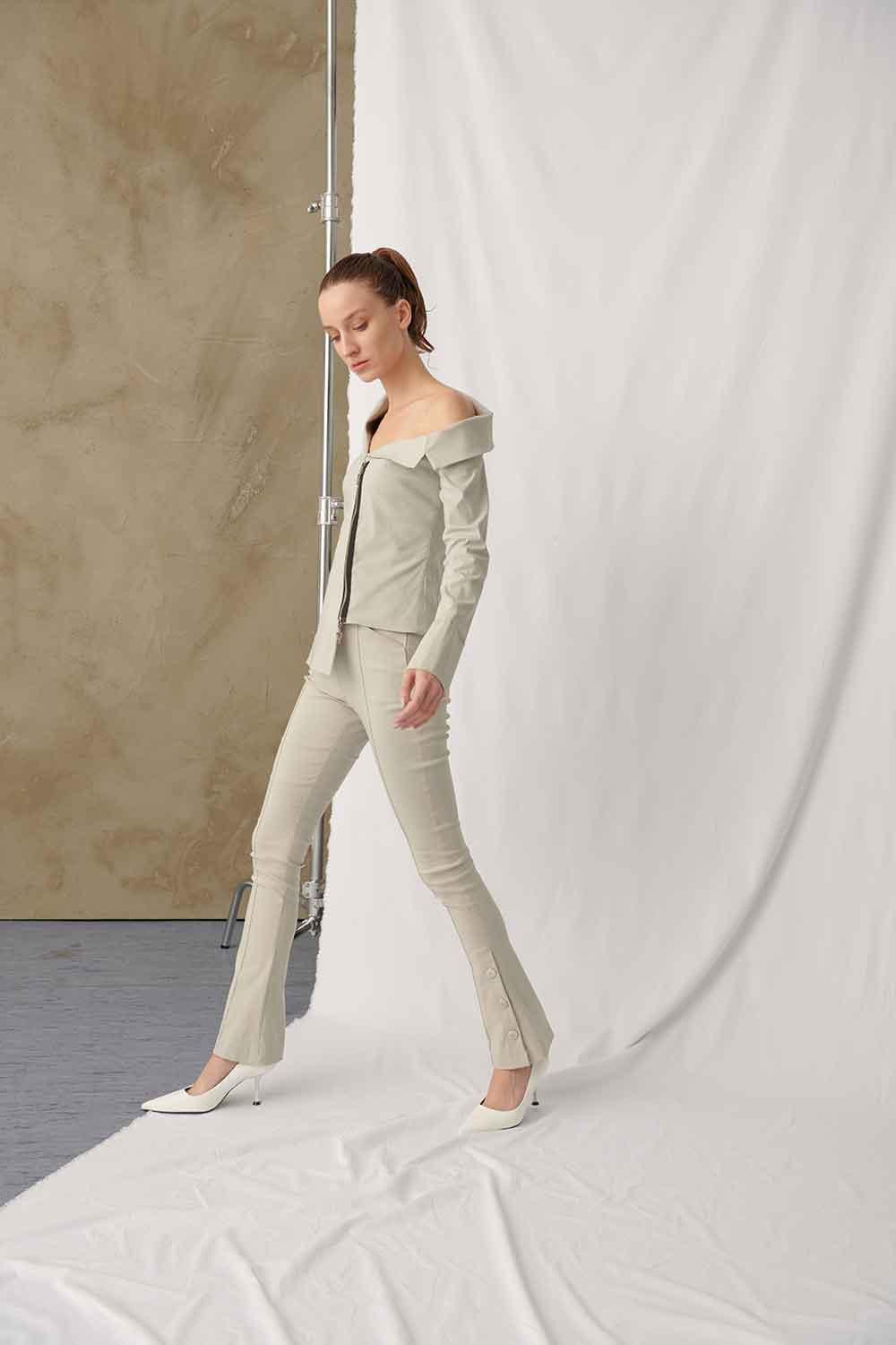 Mirimalist-Viva Pants Grey-Kumaş Pantolon-1-Milagron.com