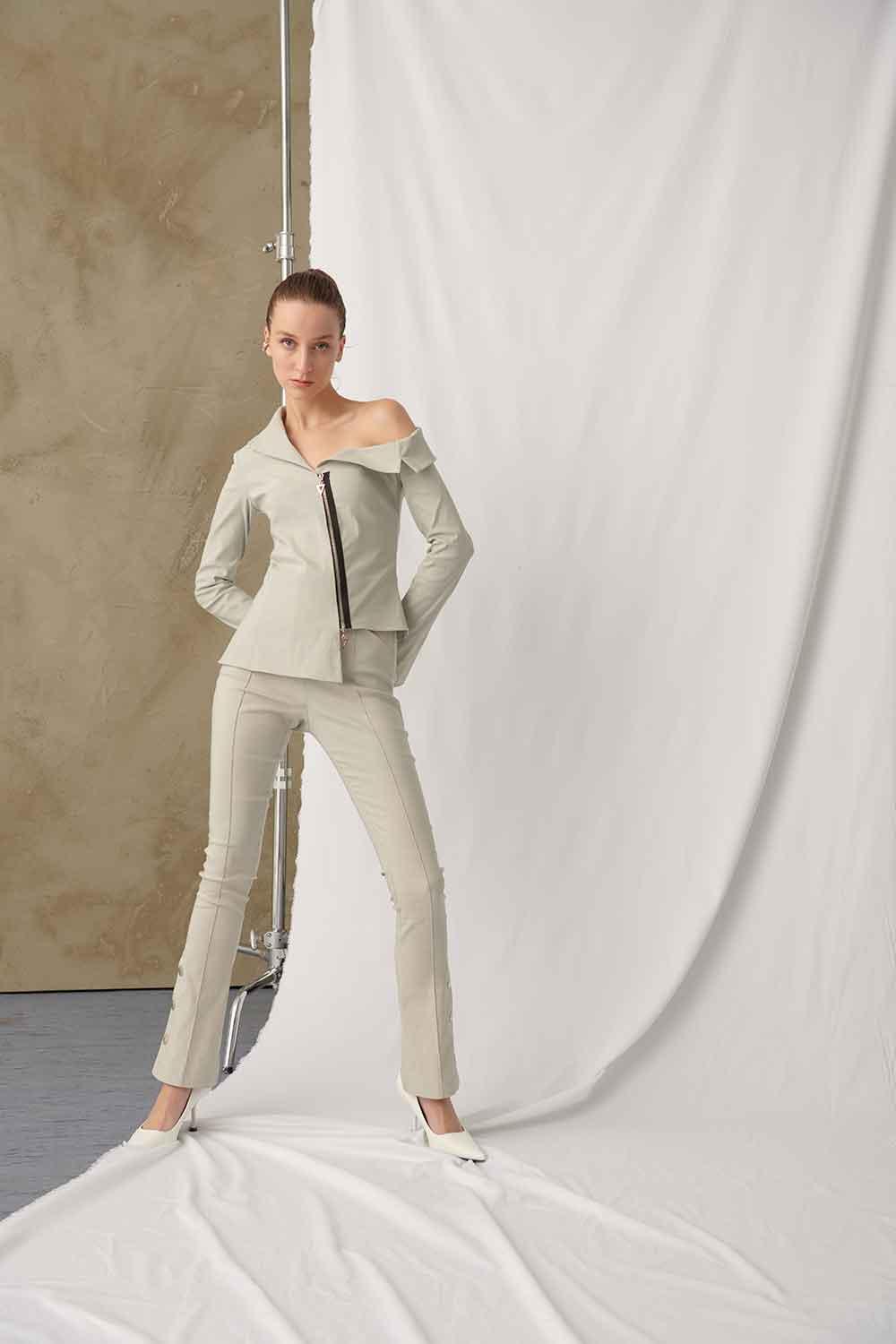 Mirimalist-Viva Pants Grey-Kumaş Pantolon-2-Milagron.com