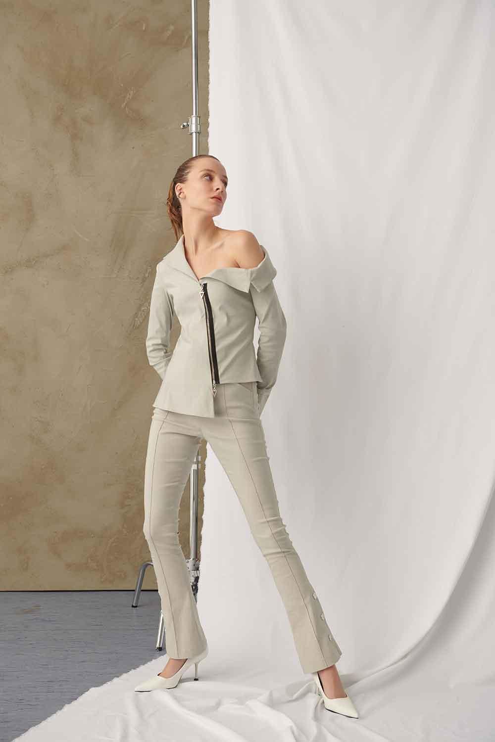 Mirimalist-Viva Pants Grey-Kumaş Pantolon-4-Milagron.com