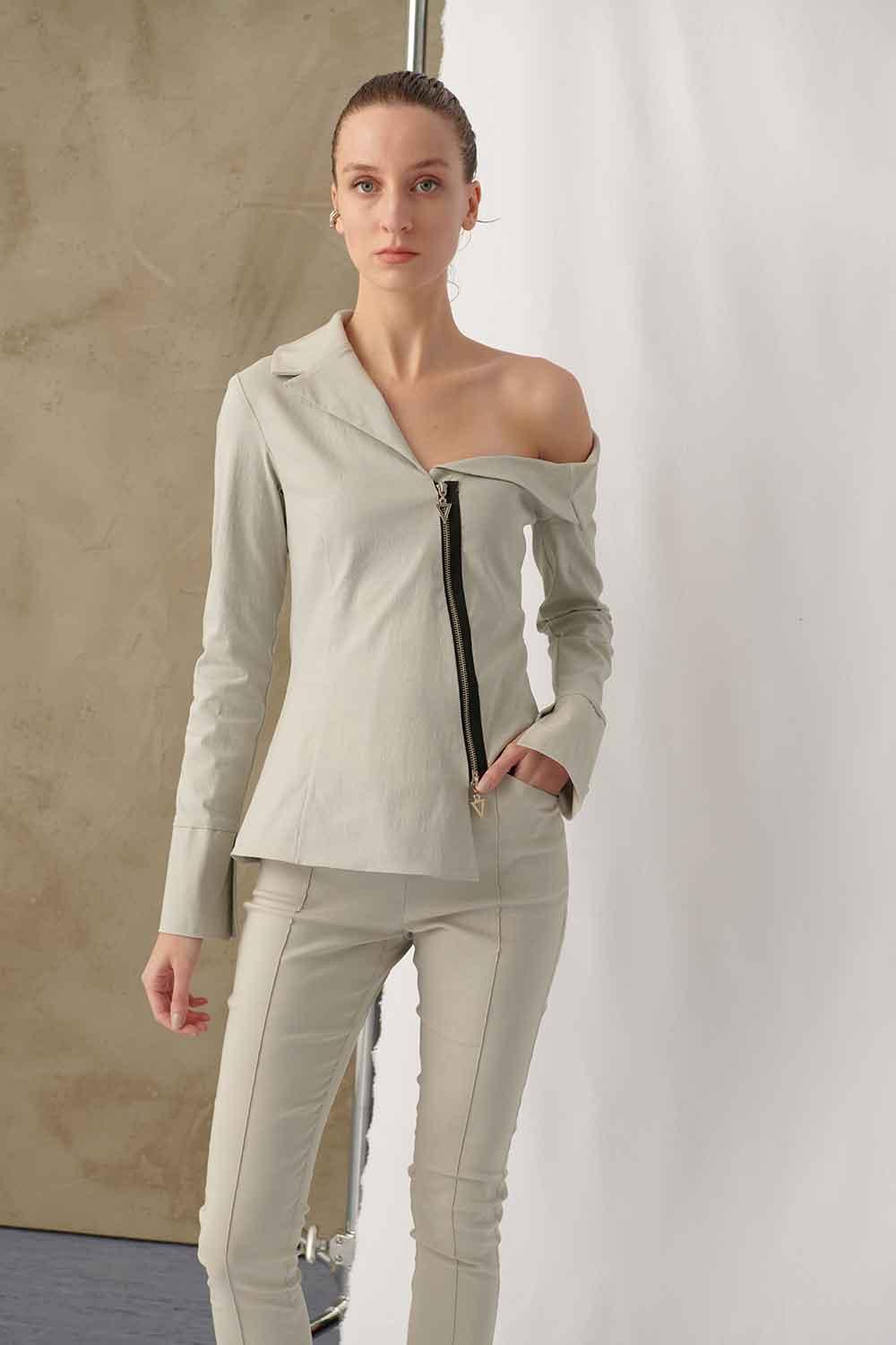 Mirimalist-Viva Pants Grey-Kumaş Pantolon-6-Milagron.com