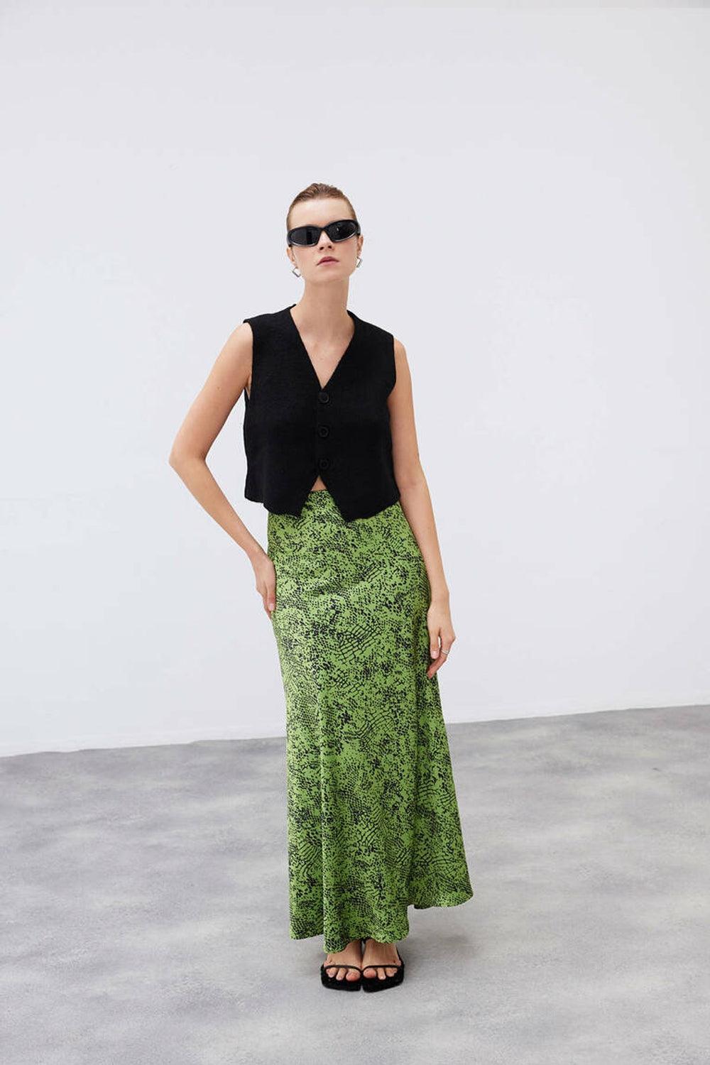 Mozto-Larissa Maxi Satin Skirt-Etek-1-Milagron.com