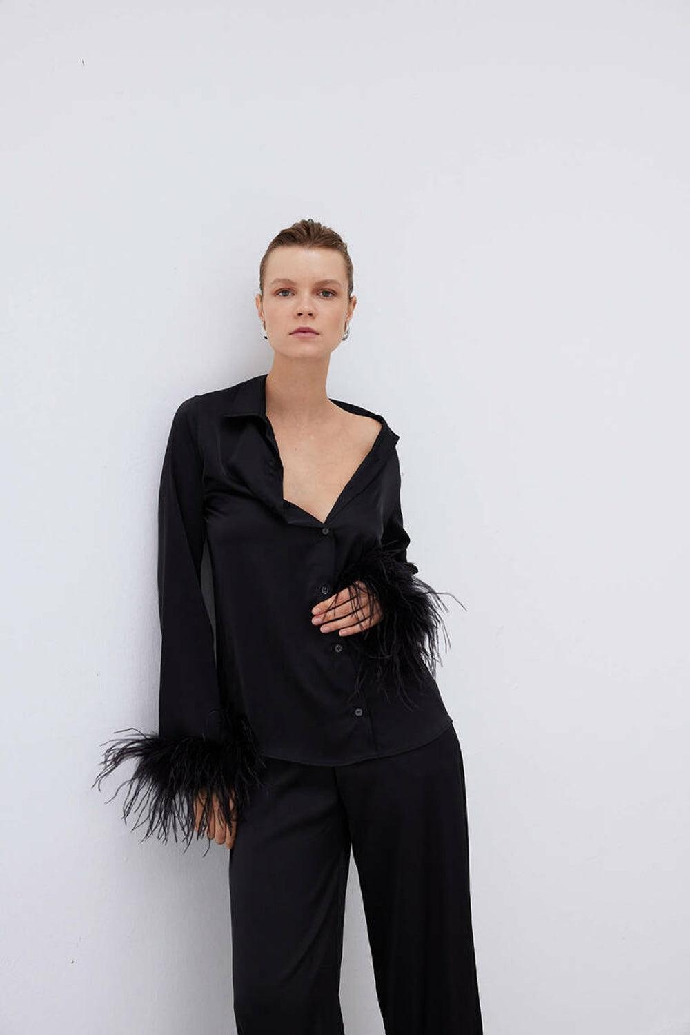 Mozto-SORUNLU - Thalia Feathered Shirt-Gömlek-5-Milagron.com