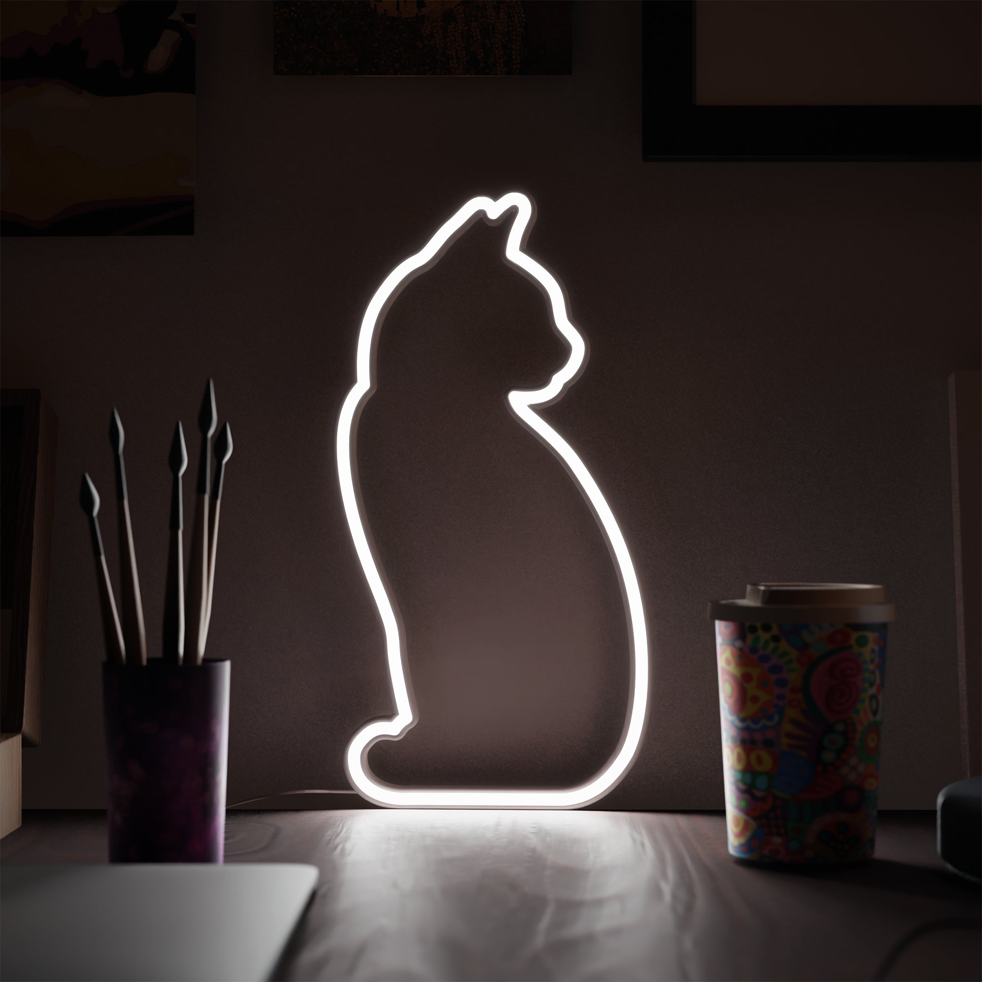 Mustard-Mustard Cat Led Işık-Gece Lambası-1-Milagron.com