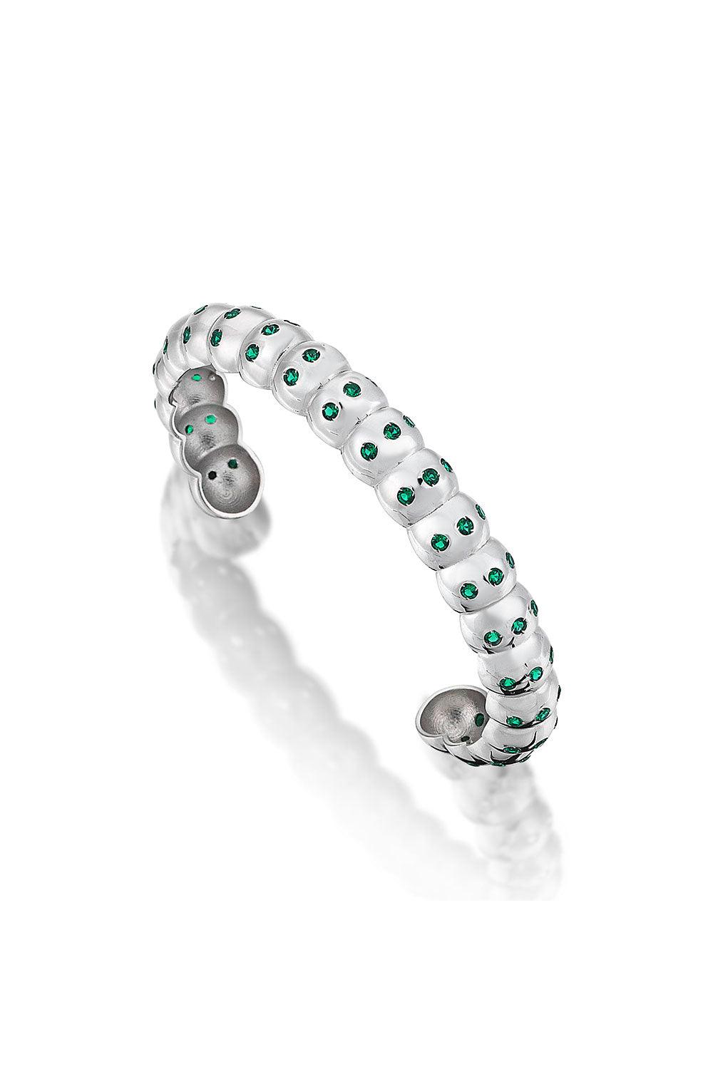 Odda75-Beyaz Altın Kaplama Füreya Bilezik Koyu Yeşil-Bileklik-1-Milagron.com