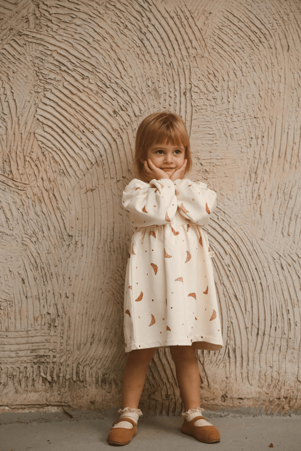 OhLaLaKoala-Kruvasan Baskılı Kız Çocuk Elbise-Çocuk Elbise & Tulum-1-Milagron.com