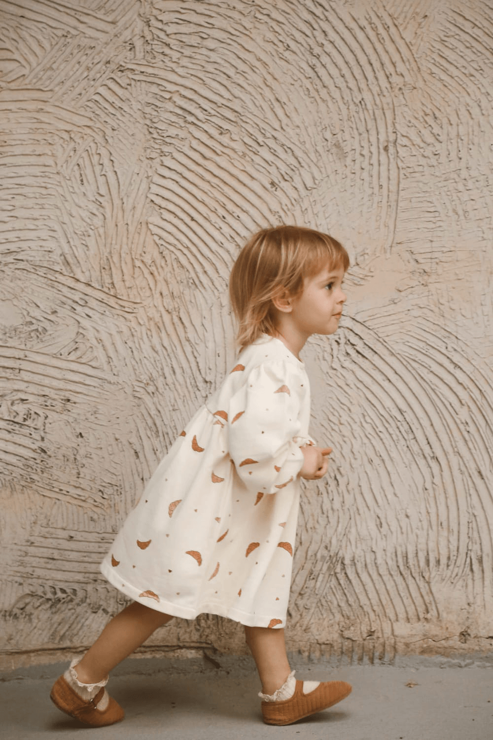 OhLaLaKoala-Kruvasan Baskılı Kız Çocuk Elbise-Çocuk Elbise & Tulum-3-Milagron.com