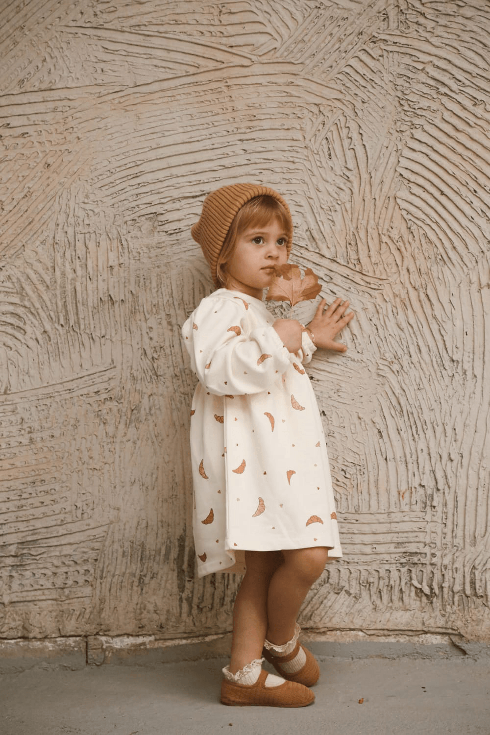 OhLaLaKoala-Kruvasan Baskılı Kız Çocuk Elbise-Çocuk Elbise & Tulum-5-Milagron.com