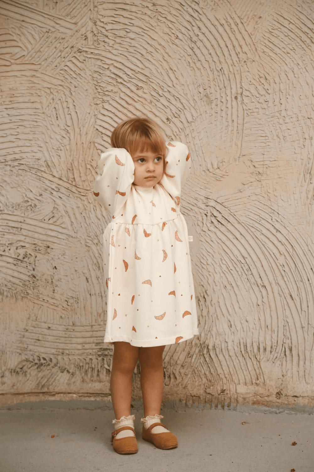 OhLaLaKoala-Kruvasan Baskılı Kız Çocuk Elbise-Çocuk Elbise & Tulum-6-Milagron.com