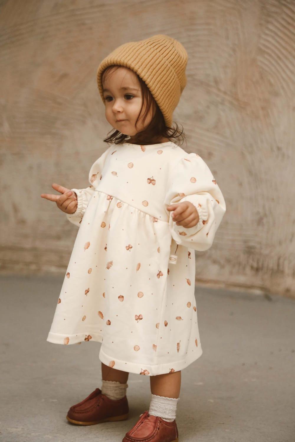 OhLaLaKoala-Palamut Baskılı Kız Çocuk Elbise-Çocuk Elbise & Tulum-1-Milagron.com