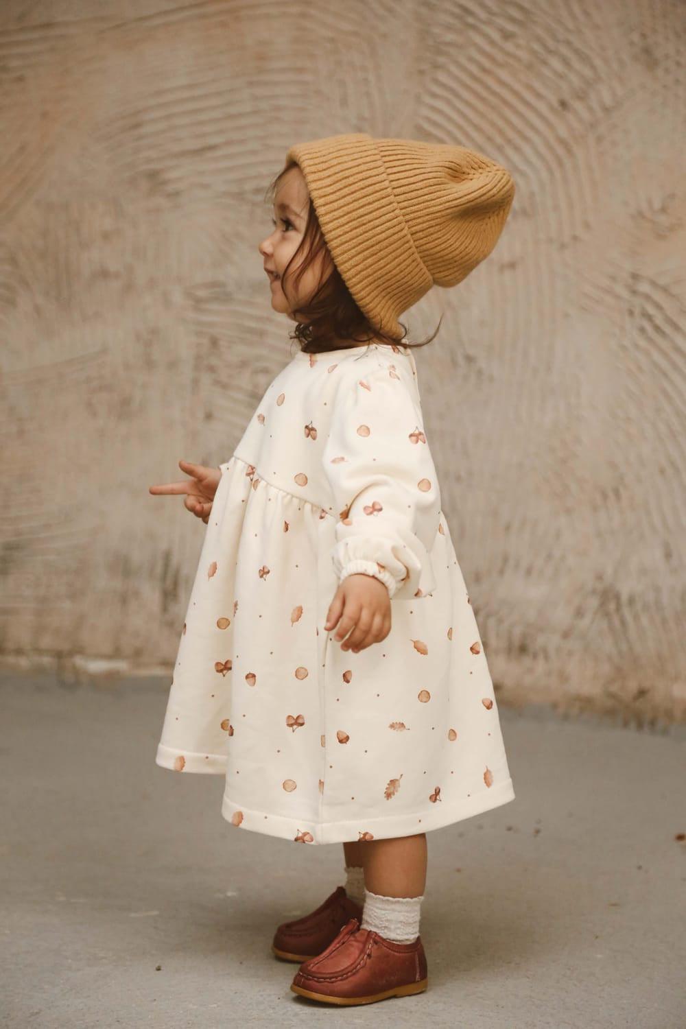 OhLaLaKoala-Palamut Baskılı Kız Çocuk Elbise-Çocuk Elbise & Tulum-5-Milagron.com