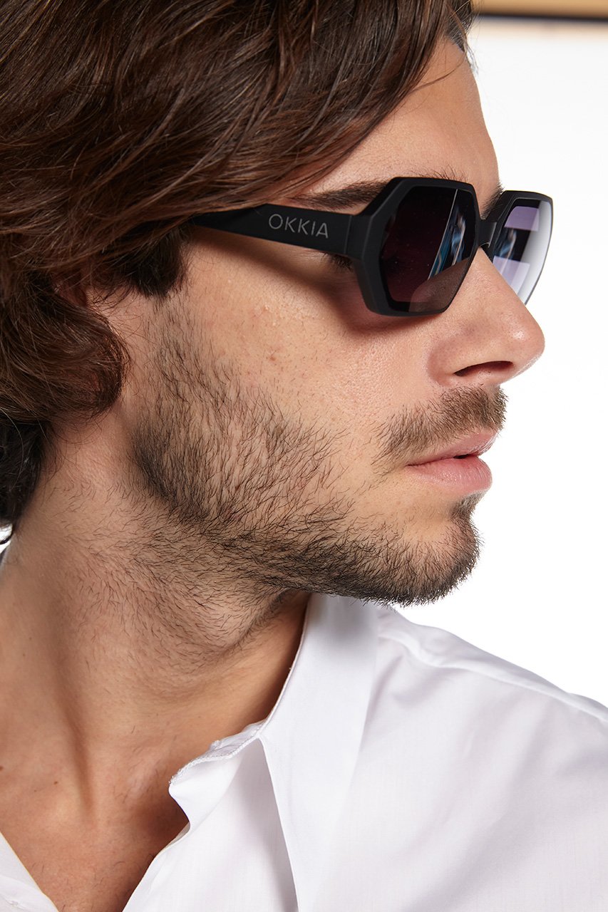 Okkia-Okkia Andrea Altıgen Unisex Güneş Gözlüğü Siyah-Güneş Gözlüğü-7-Milagron.com