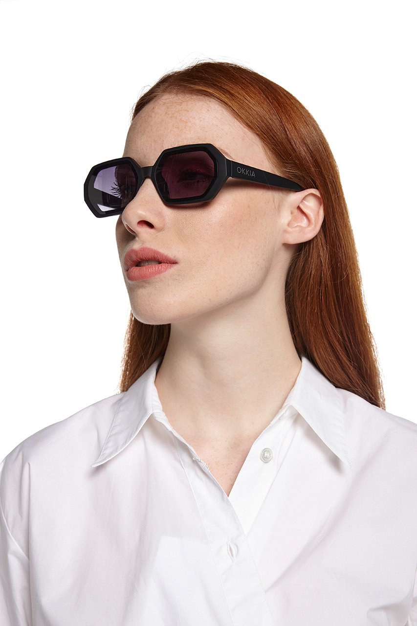 Okkia-Okkia Andrea Altıgen Unisex Güneş Gözlüğü Siyah-Güneş Gözlüğü-8-Milagron.com