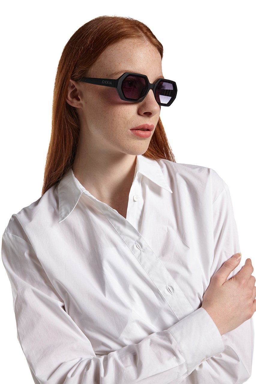 Okkia-Okkia Andrea Altıgen Unisex Güneş Gözlüğü Siyah-Güneş Gözlüğü-9-Milagron.com