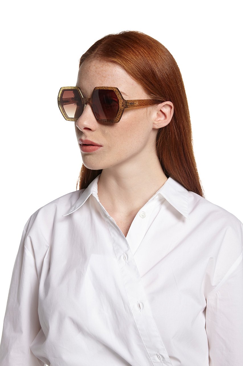 Okkia-Okkia Emma Big Hexagonal Güneş Gözlüğü Gold-Güneş Gözlüğü-5-Milagron.com