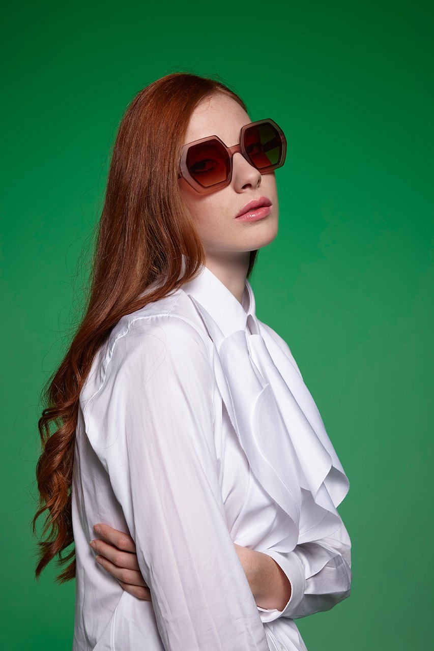 Okkia-Okkia Emma Big Hexagonal Güneş Gözlüğü Havana Pembesi-Güneş Gözlüğü-5-Milagron.com