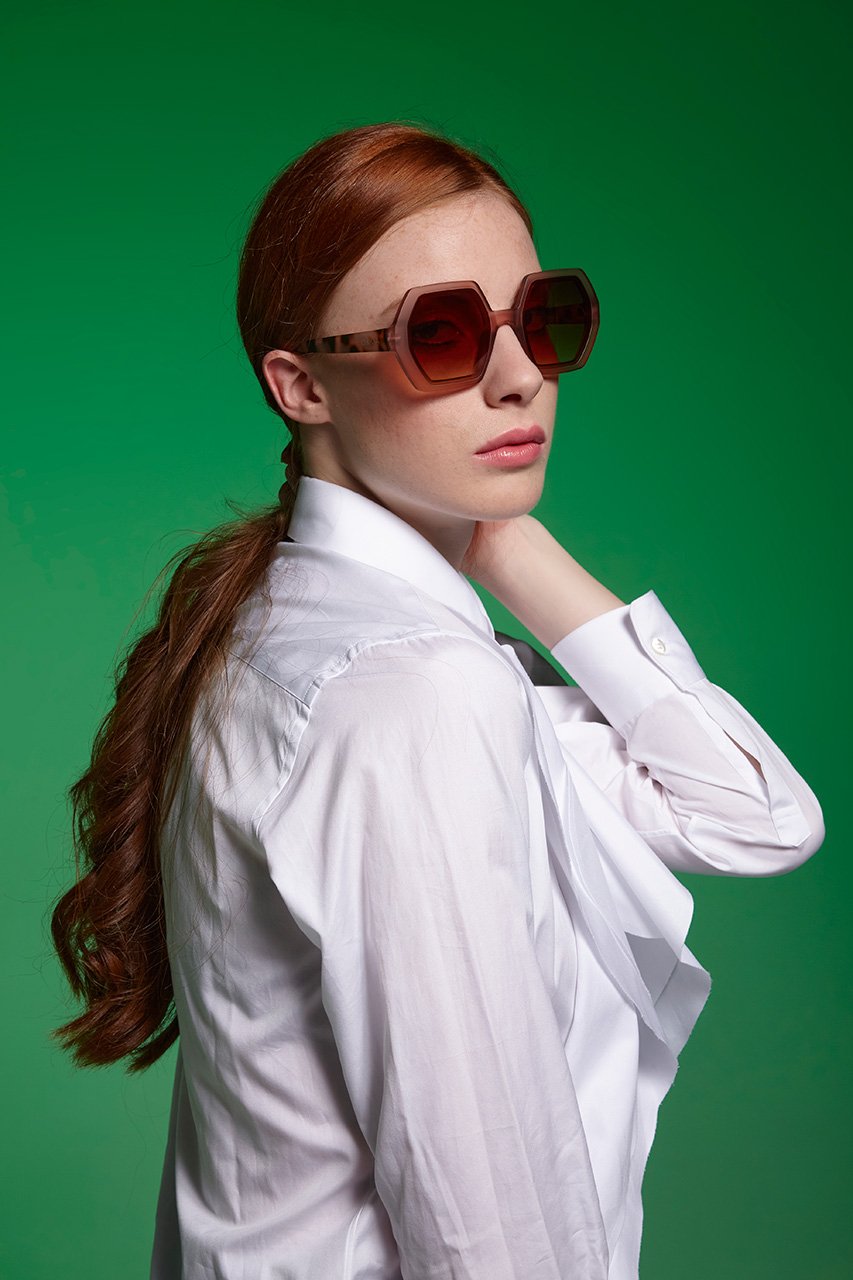 Okkia-Okkia Emma Big Hexagonal Güneş Gözlüğü Havana Pembesi-Güneş Gözlüğü-6-Milagron.com