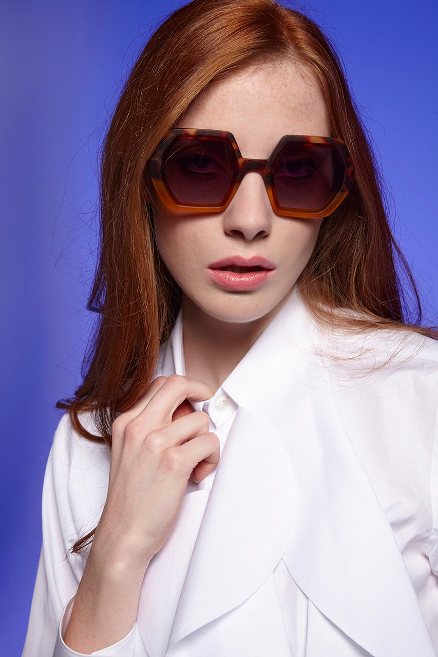 Okkia-Okkia Emma Big Hexagonal Güneş Gözlüğü Havana Sarısı-Güneş Gözlüğü-7-Milagron.com