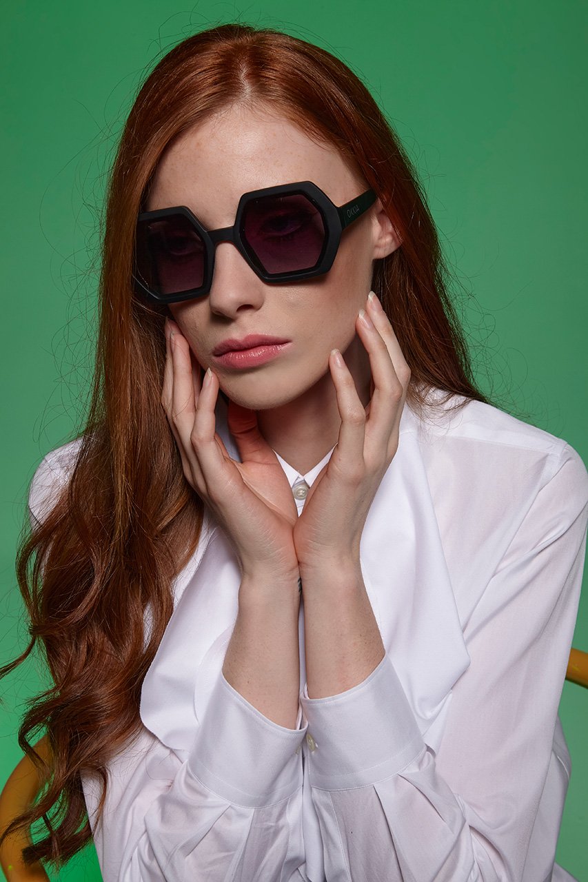 Okkia-Okkia Emma Big Hexagonal Unisex Güneş Gözlüğü Siyah-Güneş Gözlüğü-7-Milagron.com