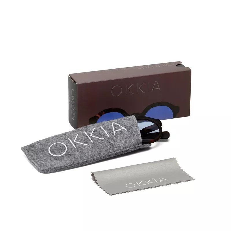 Okkia-Okkia Lauro Unisex Yuvarlak Siyah Havana Güneş Gözlüğü Mavi Gradyan-Güneş Gözlüğü-7-Milagron.com