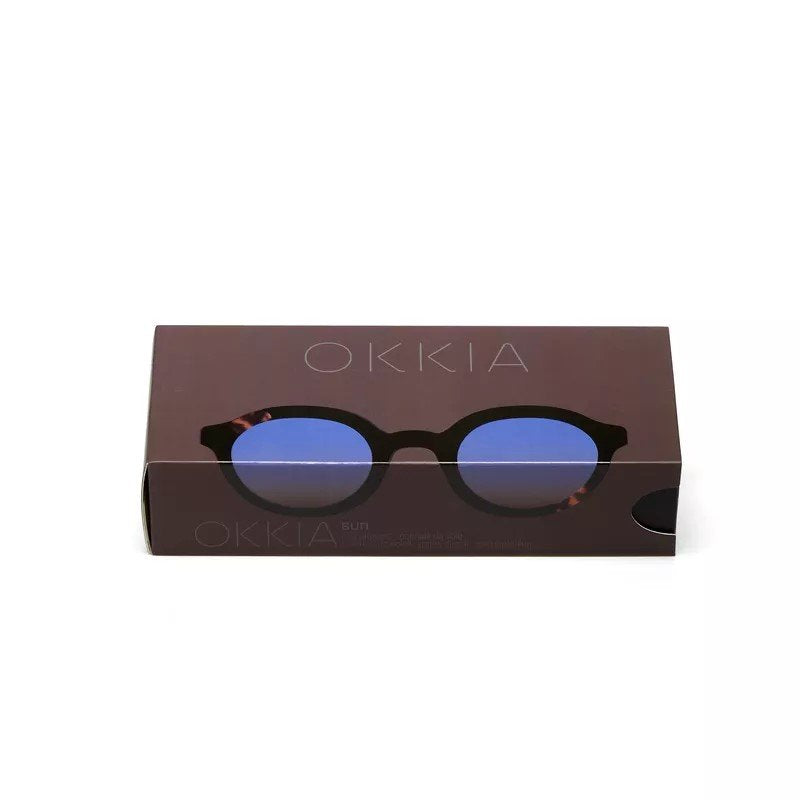 Okkia-Okkia Lauro Unisex Yuvarlak Siyah Havana Güneş Gözlüğü Mavi Gradyan-Güneş Gözlüğü-8-Milagron.com