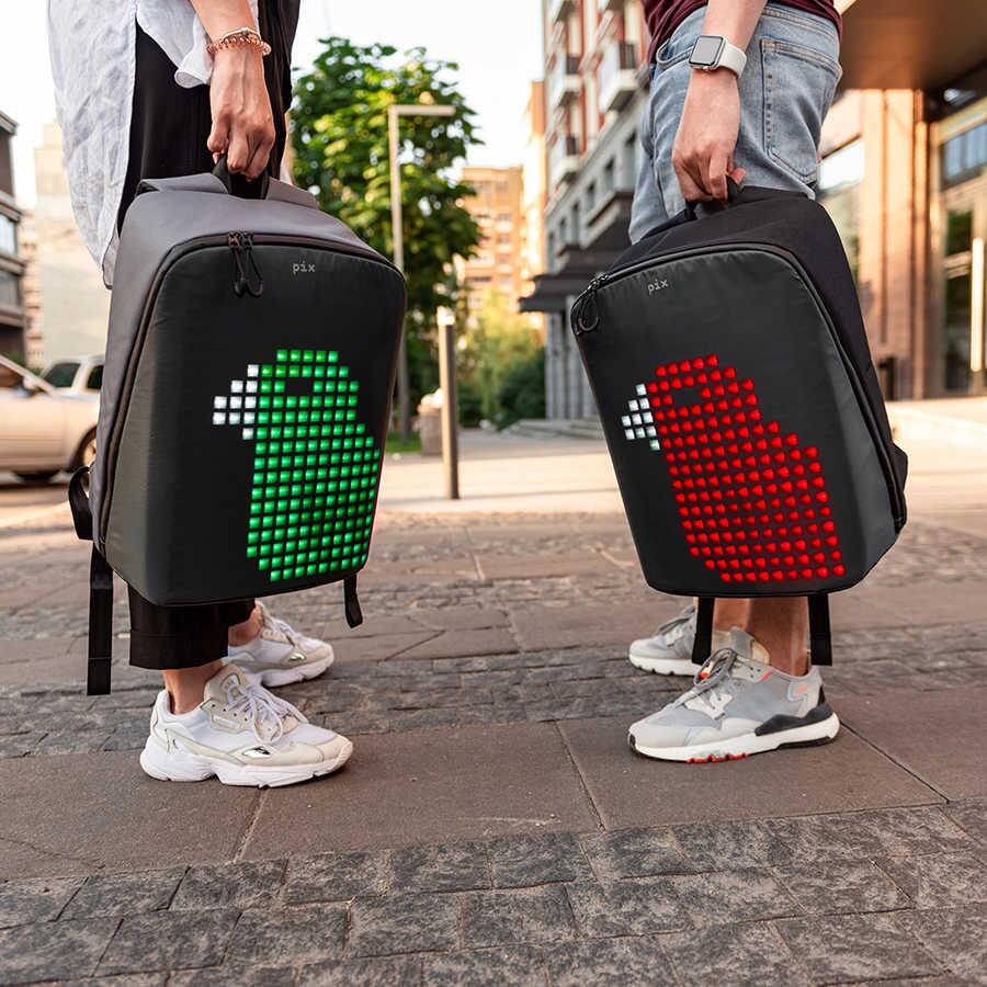 Pix-Pix Black Led Ekranlı Akıllı Sırt Çantası-Sırt Çantası-4-Milagron.com