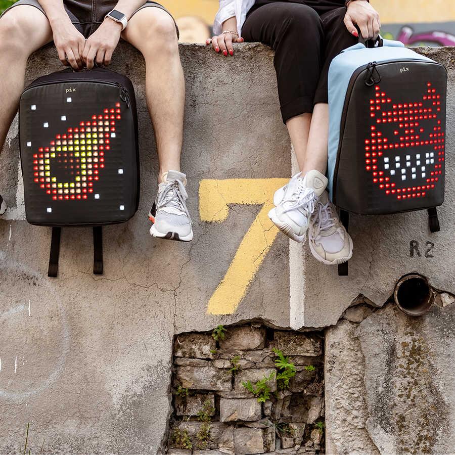 Pix-Pix Cyan Led Ekranlı Akıllı Sırt Çantası-Sırt Çantası-4-Milagron.com