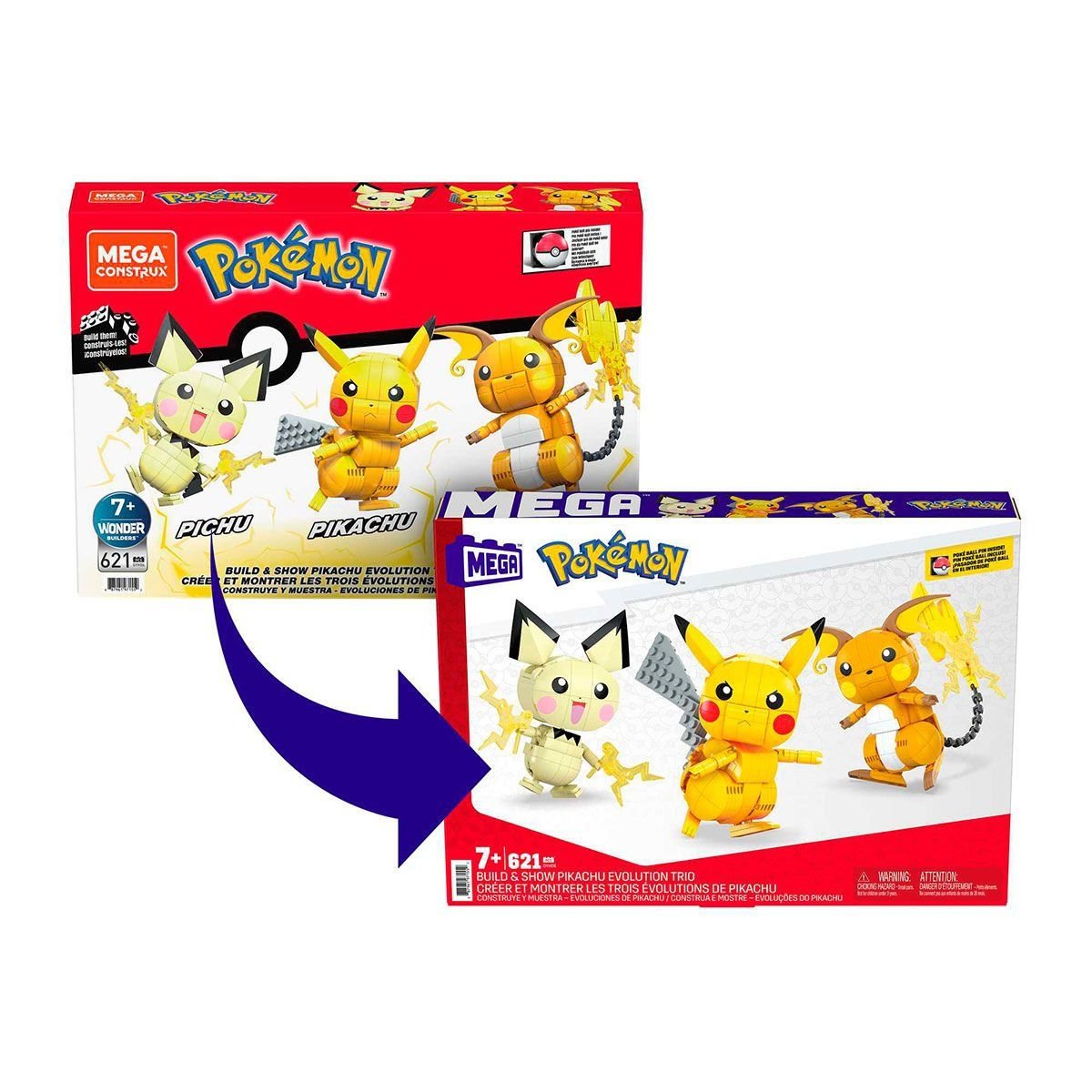 Pokemon-Pikachu Dönüşüm 3'lüsü 621 Parça +7 Yaş-Figür Oyuncaklar-3-Milagron.com