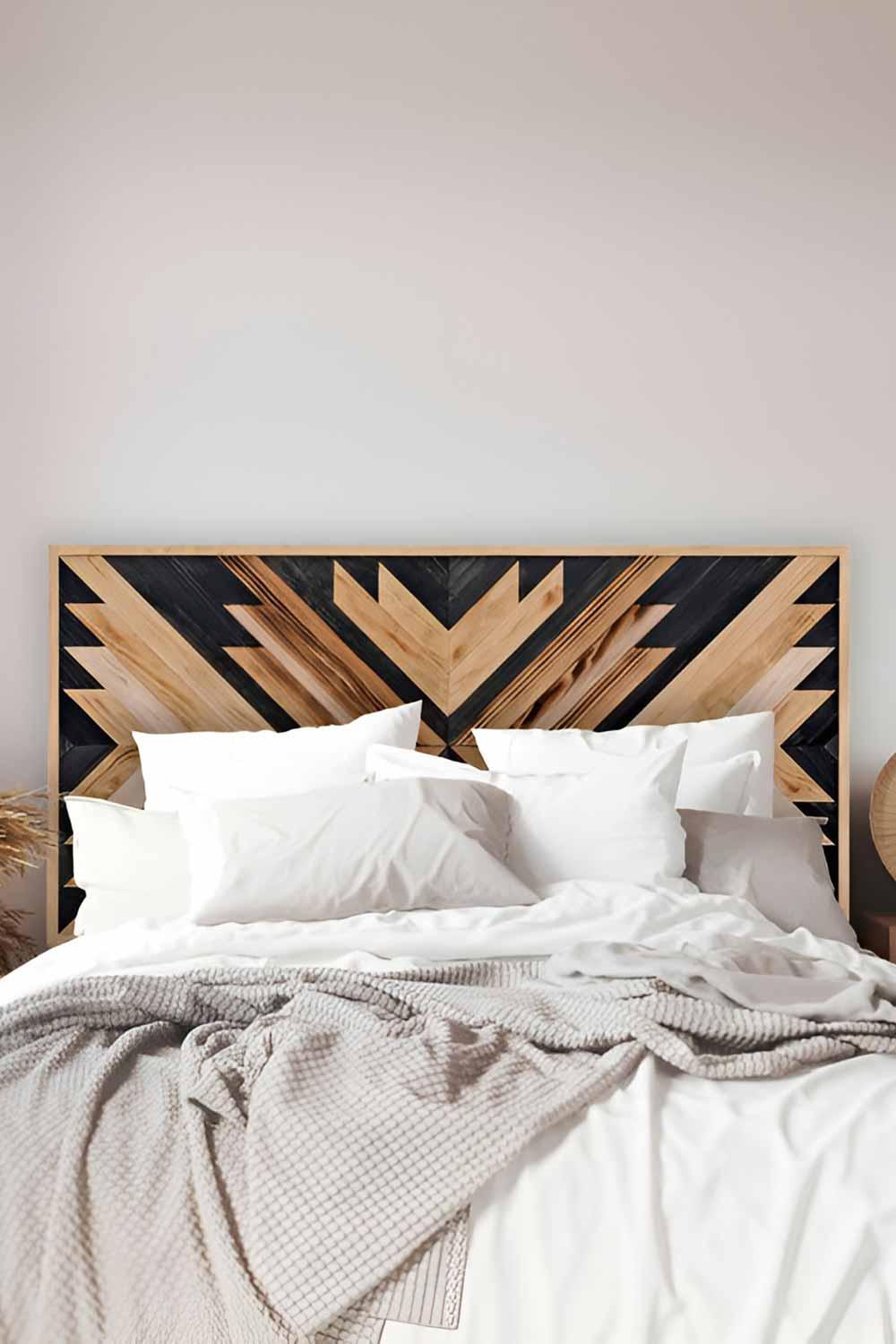 Postotto Design Studio-Mozaik Çift Kişilik Ahşap Yatak/ Baza Başlığı-Yatak-1-Milagron.com