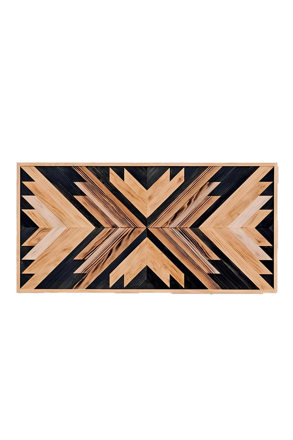 Postotto Design Studio-Mozaik Çift Kişilik Ahşap Yatak/ Baza Başlığı-Yatak-2-Milagron.com