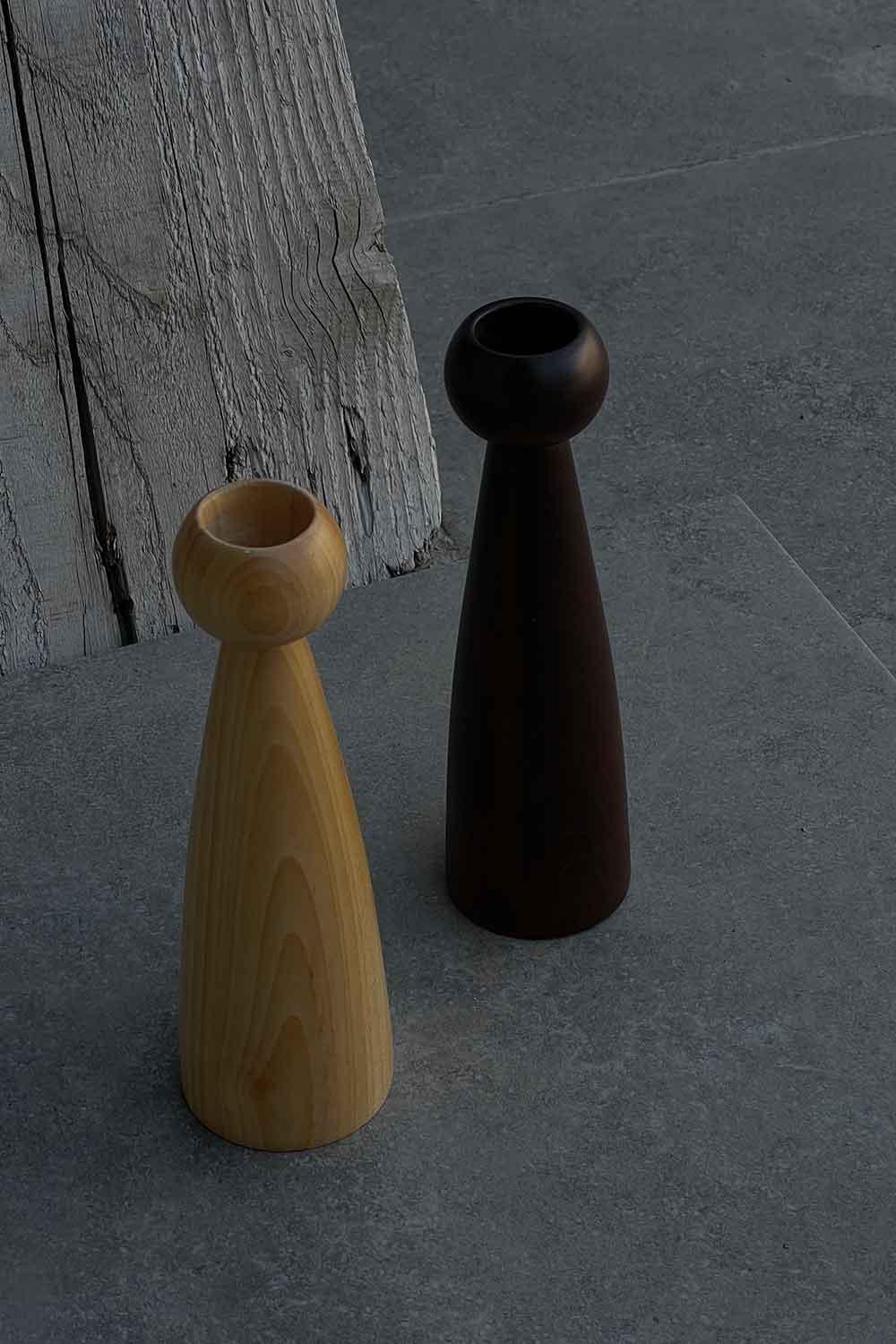 Raika Studio-Alaia Walnut Candle Holder-Mumluk & Şamdan-3-Milagron.com