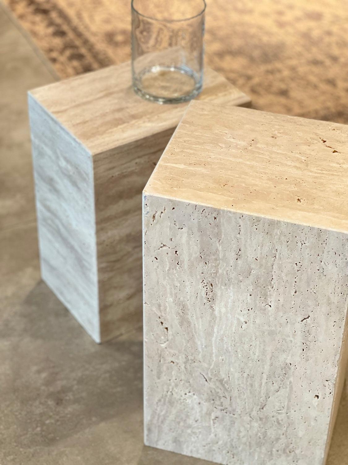 Raika Studio-Cave Travertine Side Table-Sehpa-2-Milagron.com