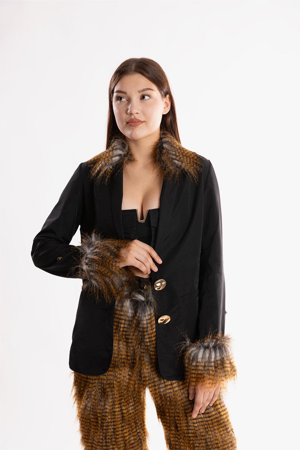 Ramme-Raider Fur Jacket With Animal Print V1-Ceket-1-Milagron.com