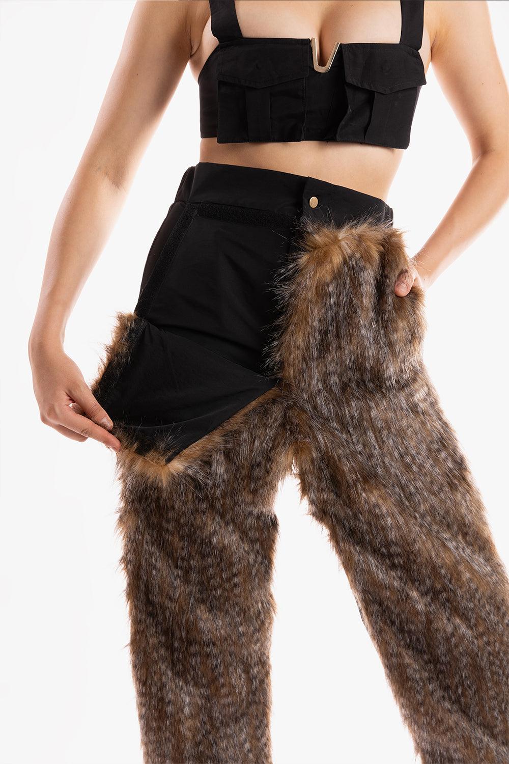 Ramme-Raider Fur Pant With Animal Print v1-Pantolon-3-Milagron.com