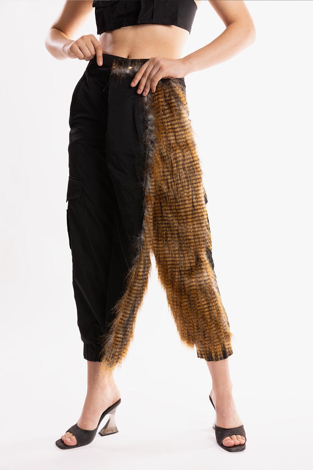 Ramme-Raider Fur Pant With Animal Print v2-Pantolon-1-Milagron.com
