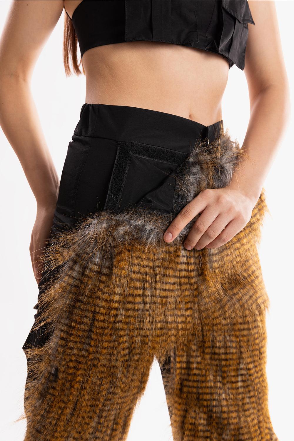 Ramme-Raider Fur Pant With Animal Print v2-Pantolon-2-Milagron.com