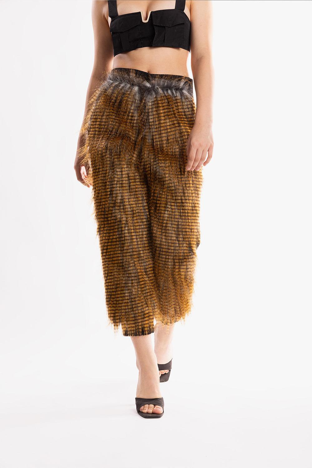 Ramme-Raider Fur Pant With Animal Print v2-Pantolon-4-Milagron.com