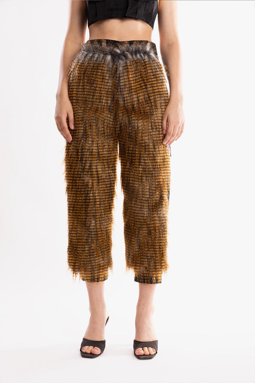 Ramme-Raider Fur Pant With Animal Print v2-Pantolon-5-Milagron.com
