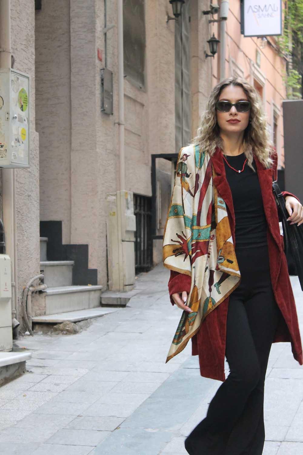 Ruksstore-Casanova İpek İllüstrasyon Eşarp Fular-Şal & Fular-2-Milagron.com