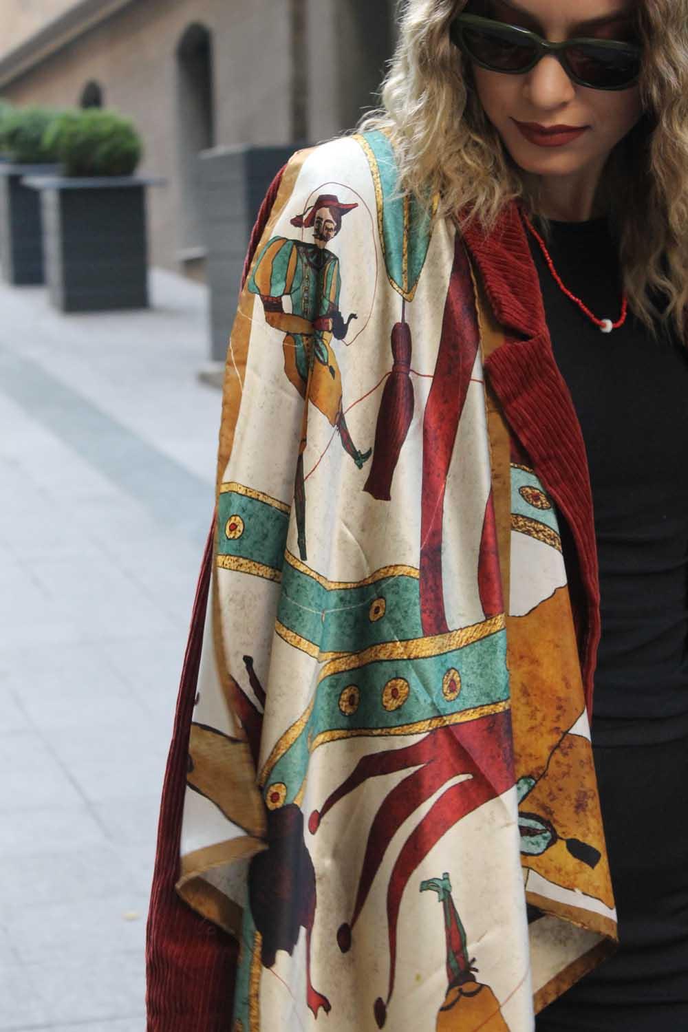 Ruksstore-Casanova İpek İllüstrasyon Eşarp Fular-Şal & Fular-3-Milagron.com