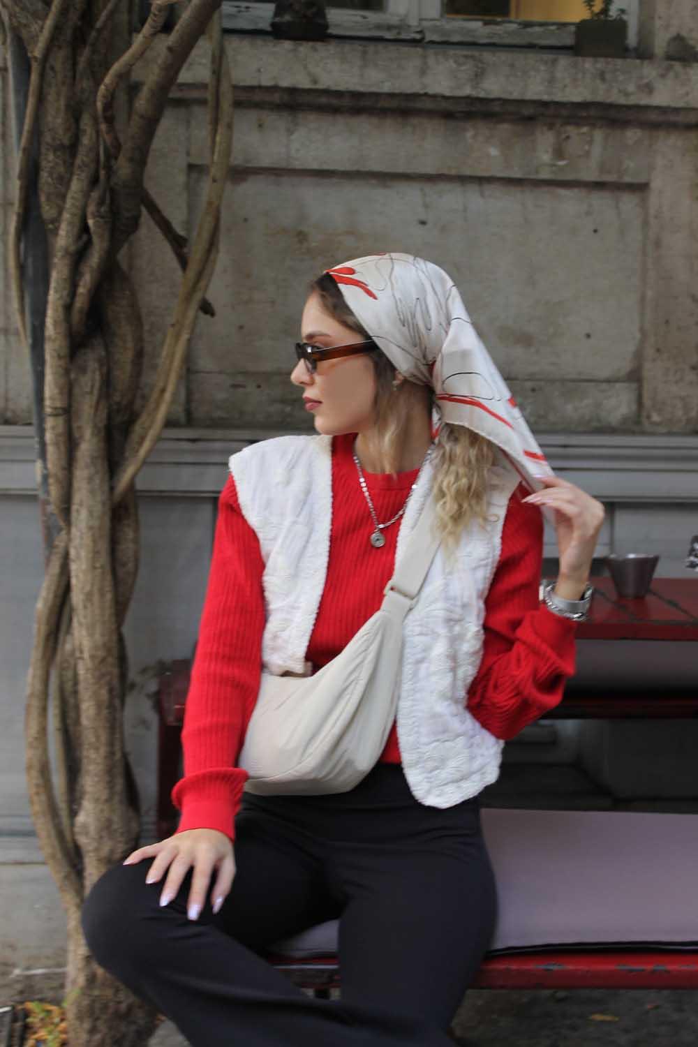 Ruksstore-Fungi İpek İllüstrasyon Eşarp Fular-Şal & Fular-2-Milagron.com