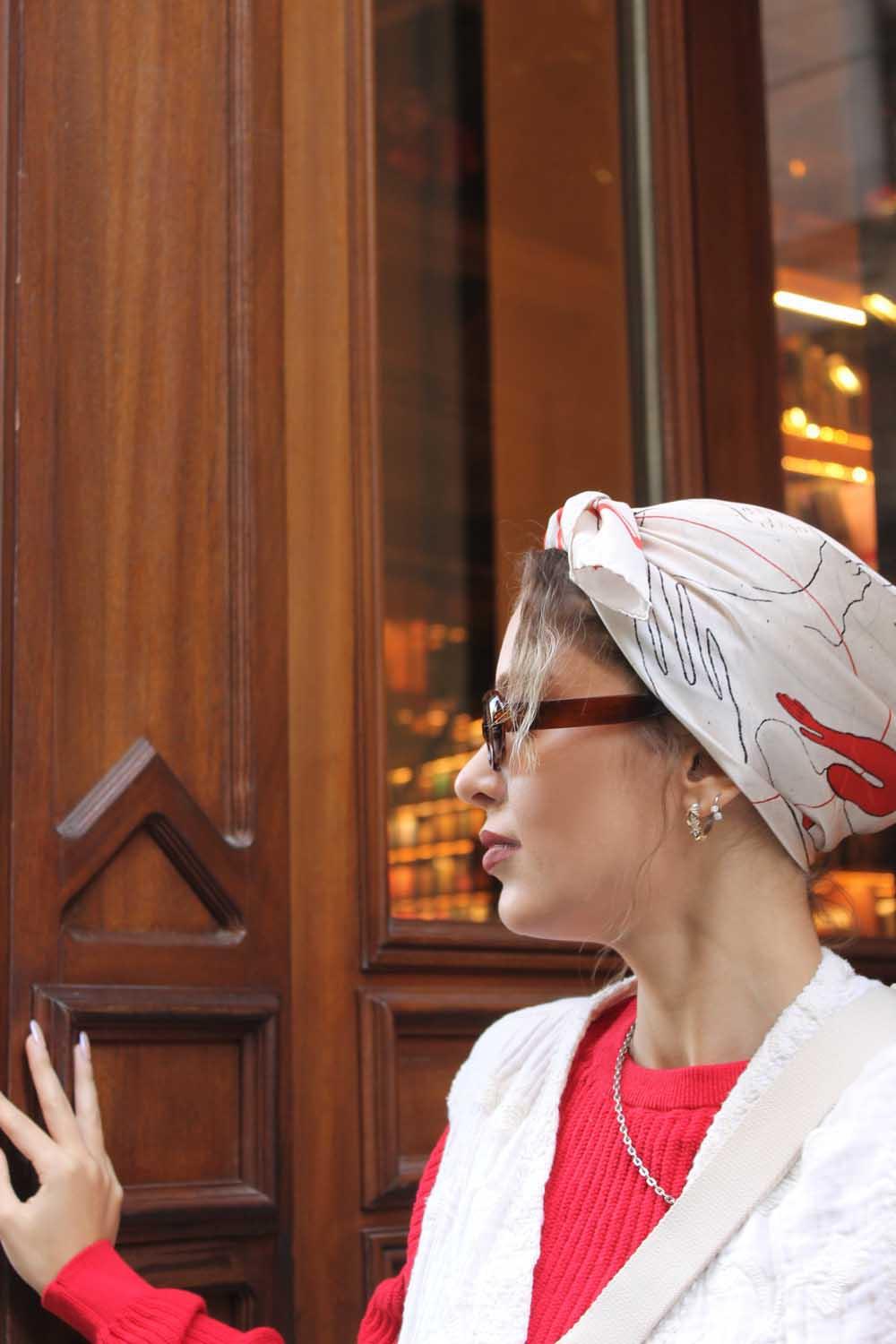 Ruksstore-Fungi İpek İllüstrasyon Eşarp Fular-Şal & Fular-4-Milagron.com