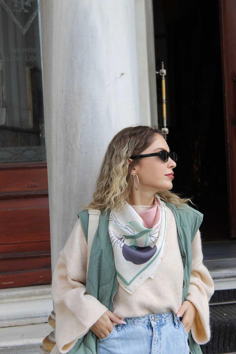 Ruksstore-Garden İpek İllüstrasyon Eşarp Fular-Şal & Fular-2-Milagron.com