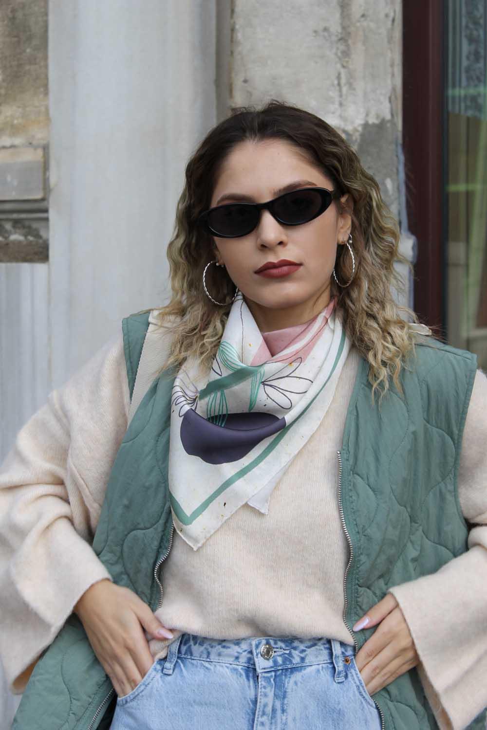 Ruksstore-Garden İpek İllüstrasyon Eşarp Fular-Şal & Fular-5-Milagron.com